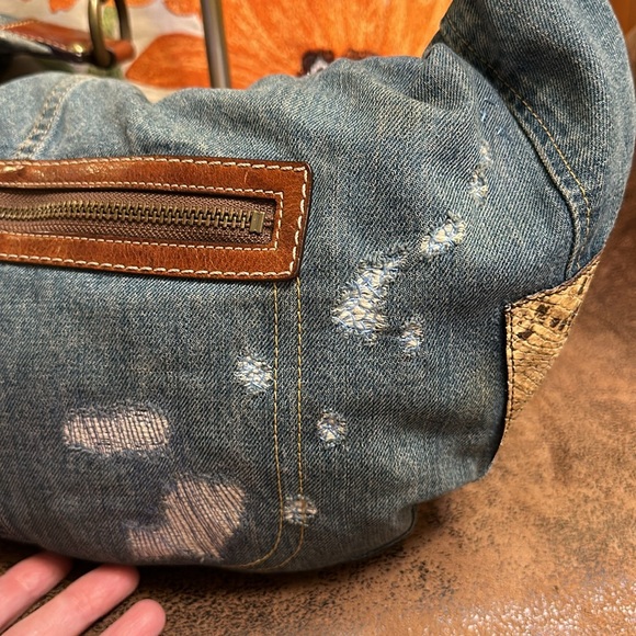 COACH DENIM HOBO BAG HANGTAGS 10016 LIMITED EDITION PATCHWORK Y2K CRESCENT RARE - Picture 10 of 17